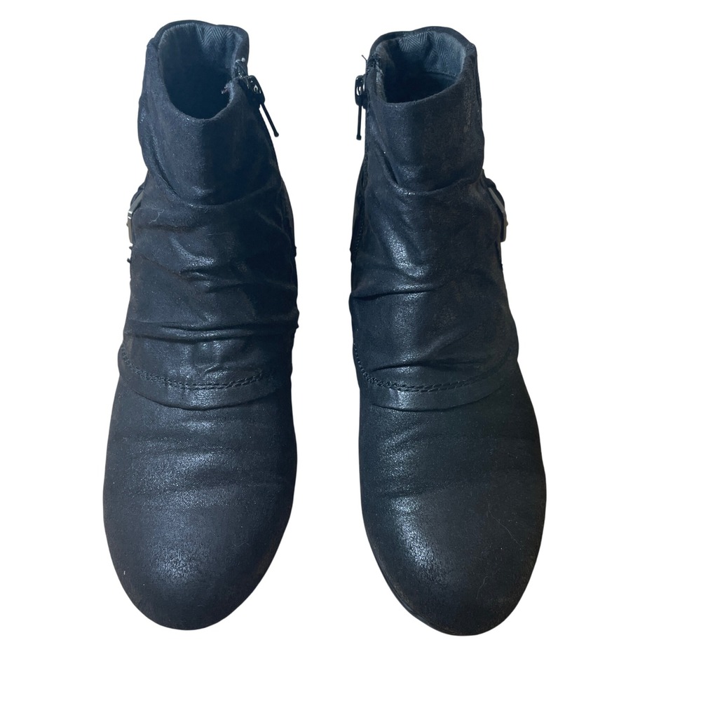 Kim Rogers Tanya Black‎ Ruched Side Zip Ankle Booties Women's 7.5M